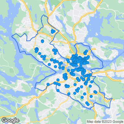Karta med mäklarbyråer i Stockholm