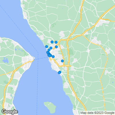 Karta med mäklarbyråer i Helsingborg