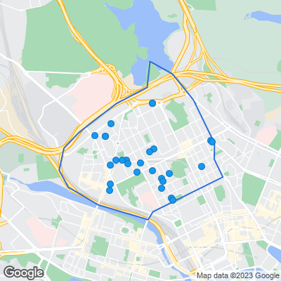 Karta med mäklarbyråer i Vasastan
