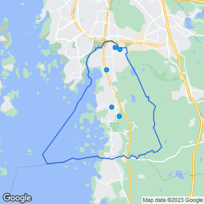 Karta med mäklarbyråer i Askim