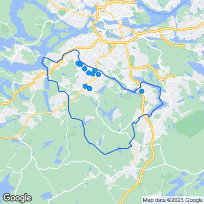 Karta med mäklarbyråer i Huddinge
