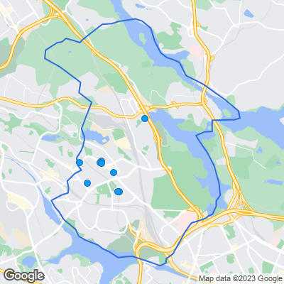 Karta med mäklarbyråer i Solna