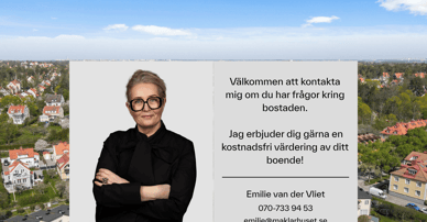 Emilie Van Der Vliet mäklare i Nockeby, Bromma, Smedslätten, Stora Mossen och Ålsten