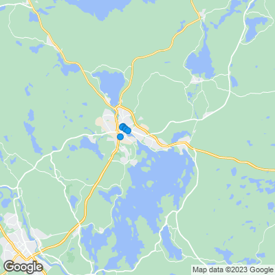 Karta med mäklarbyråer i Falun